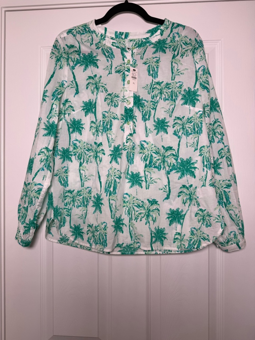 Talbots Petite Palm Print Blouse (NWT, Size PL)